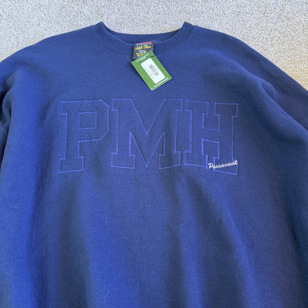 Vintage Soffe Sweatshirt Men 3XL Blue Fleece Pullover PMH Passavant Crewneck USA